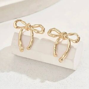 Earrings Gold Exquisite Bowknot Stud Earrings 14k Gold Plated Versatile Popular